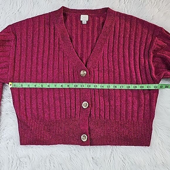 A New Day Women's Pink Ribbed Cropped Cardigan Size Small - Picture 4 of 8